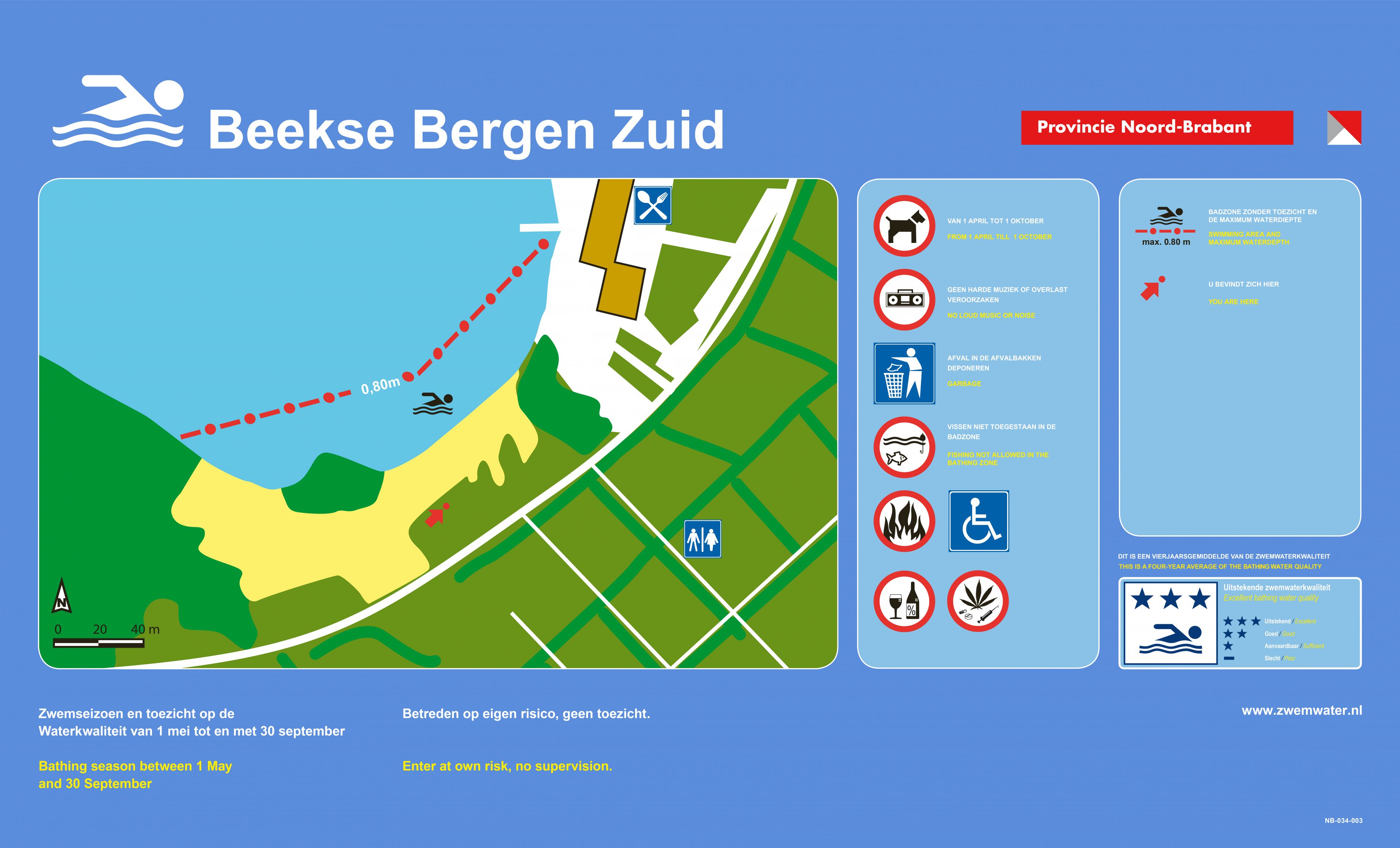 Het informatiebord bij zwemlocatie Beekse Bergen Zone 2