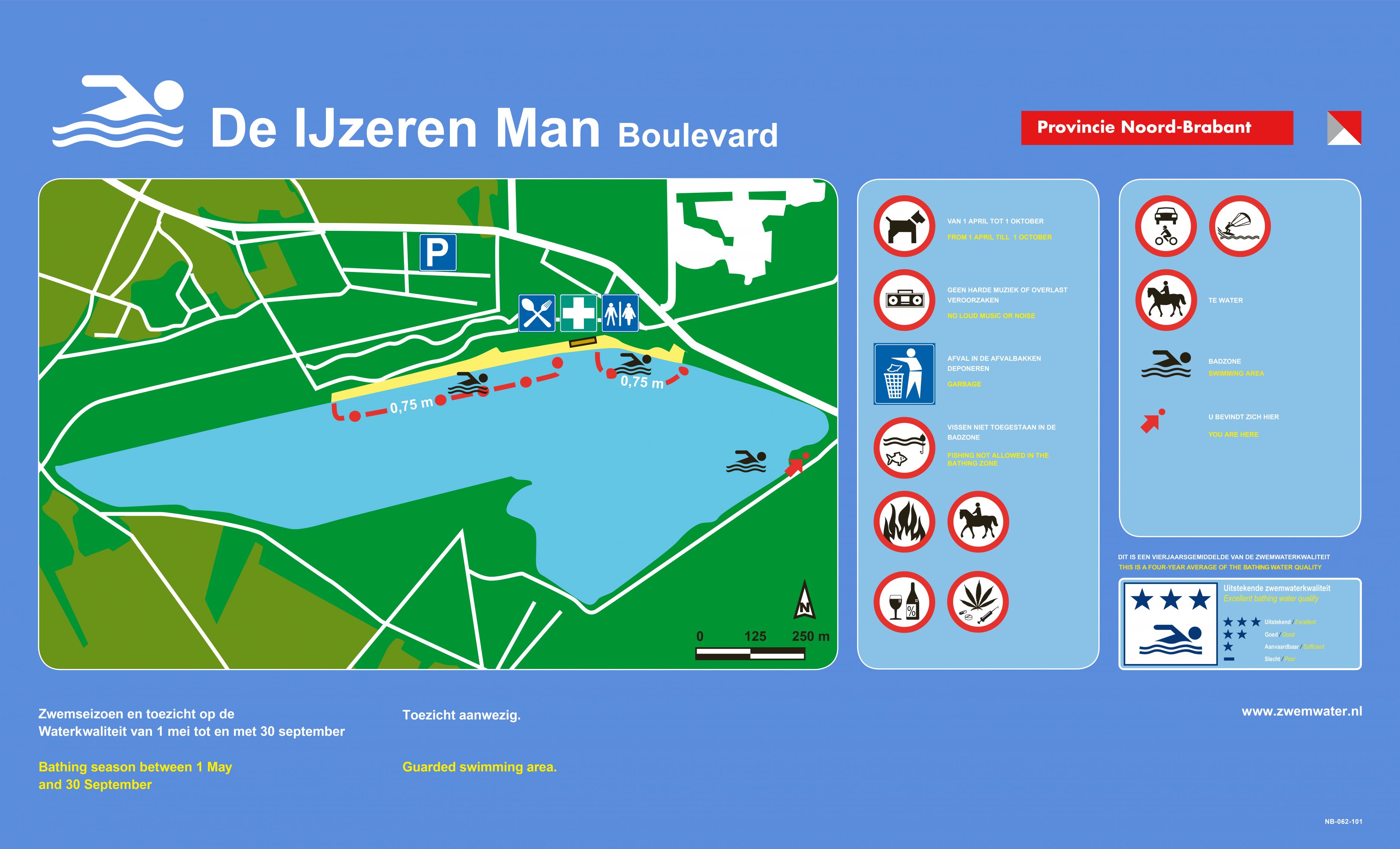 Het informatiebord bij zwemlocatie Ijzeren Man, Boulevard