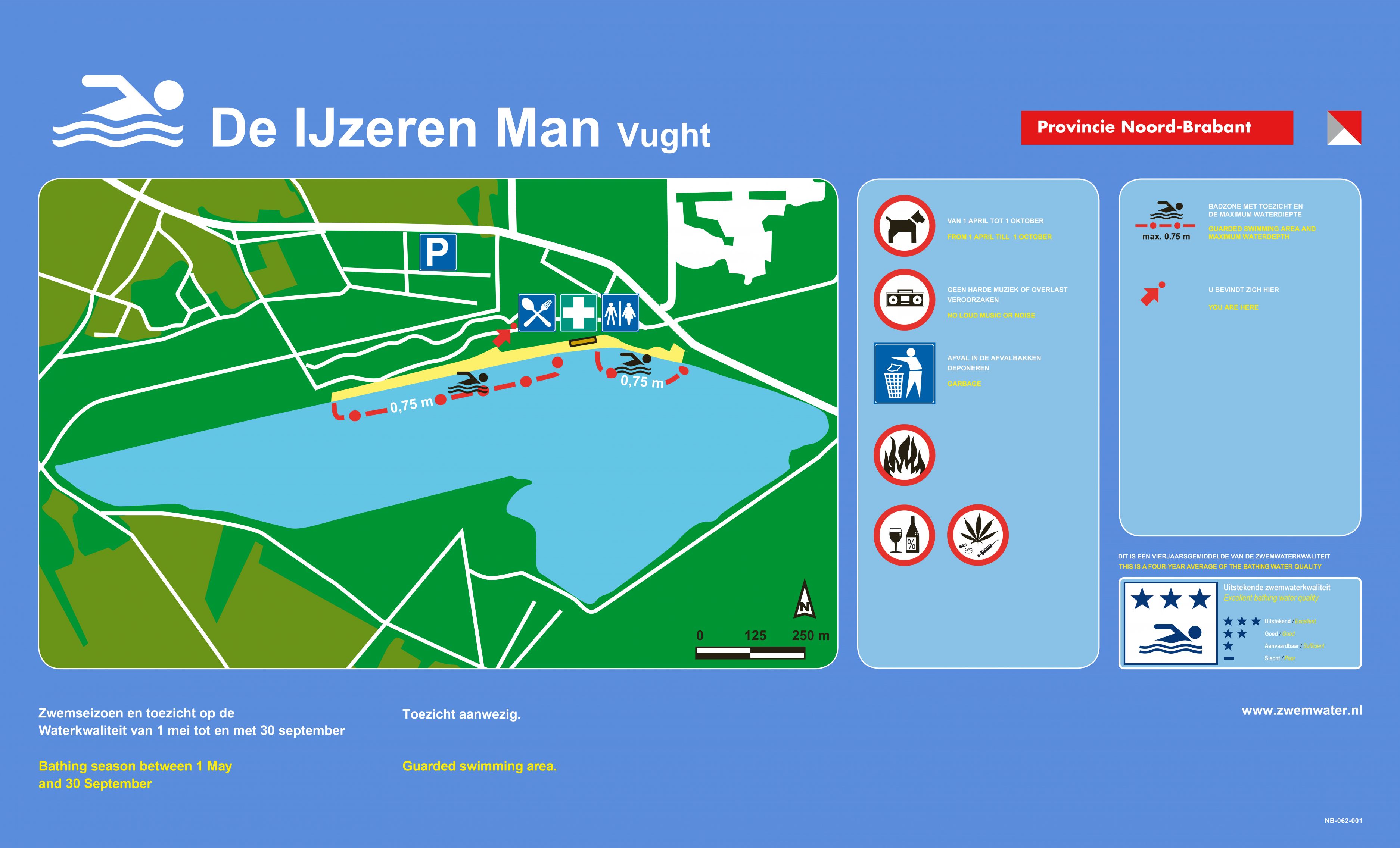 The information board at the swimming location Ijzeren Man (Bad)