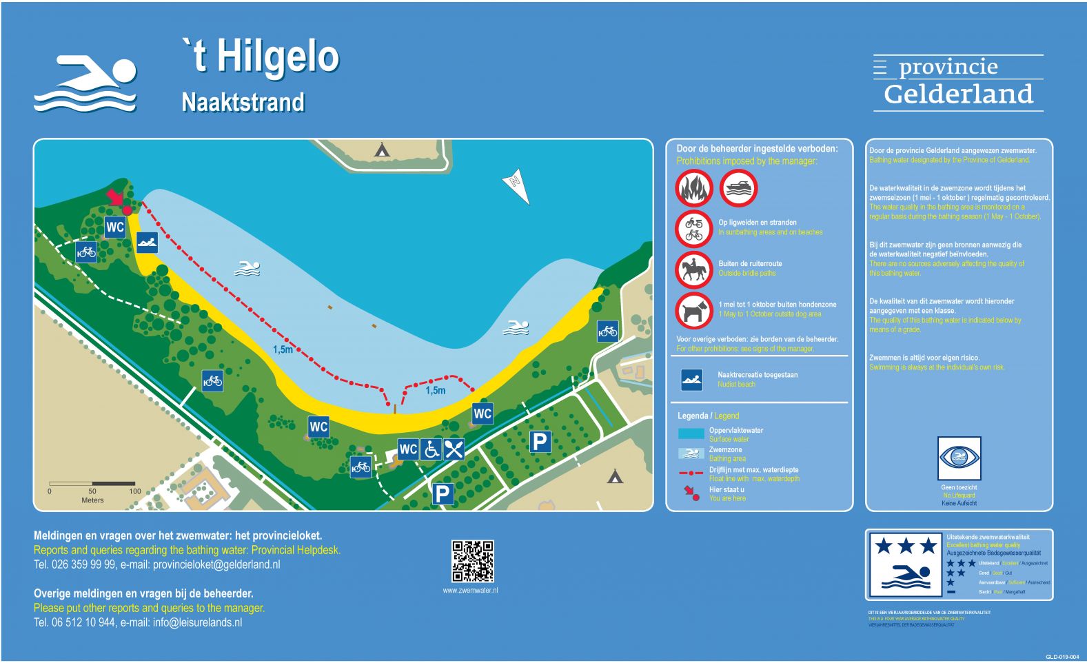 Het informatiebord bij zwemlocatie 't Hilgelo naaktstrand