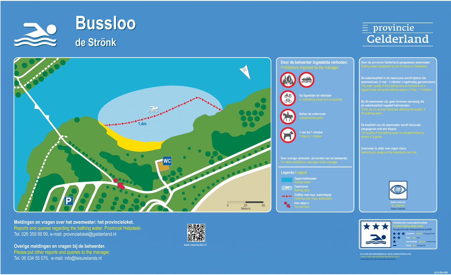 Het informatiebord bij zwemlocatie Bussloo De Stronk