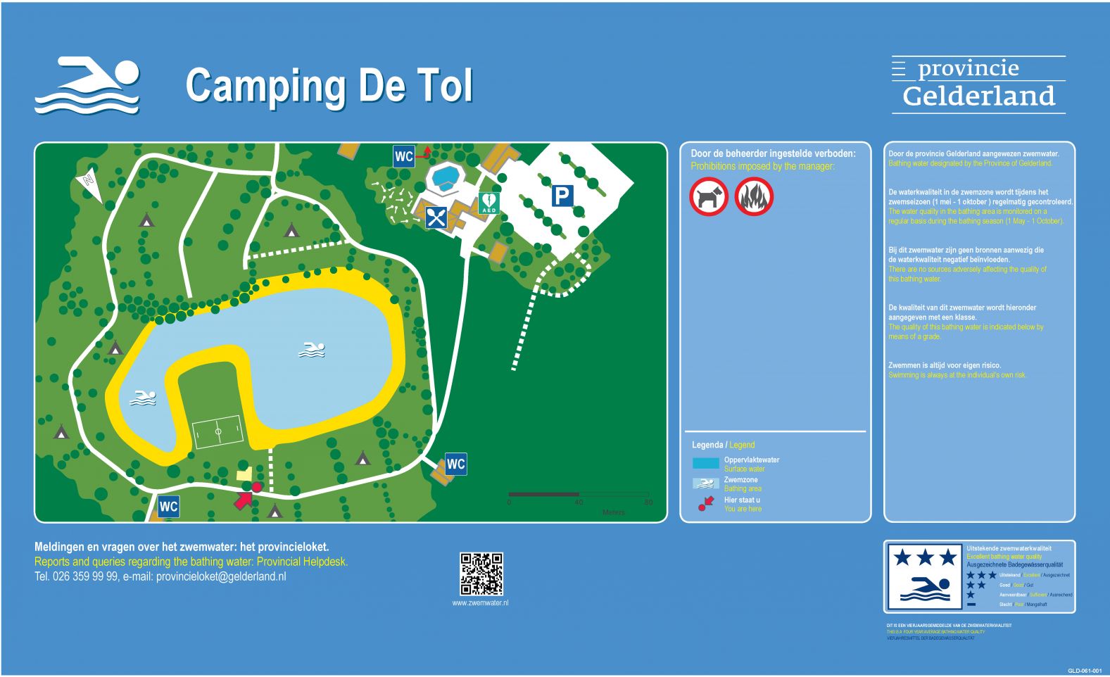 Het informatiebord bij zwemlocatie Camping De Tol