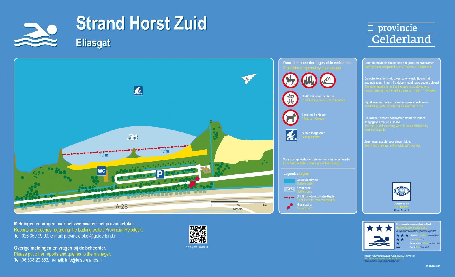 Het informatiebord bij zwemlocatie Strand Horst Eliasgat