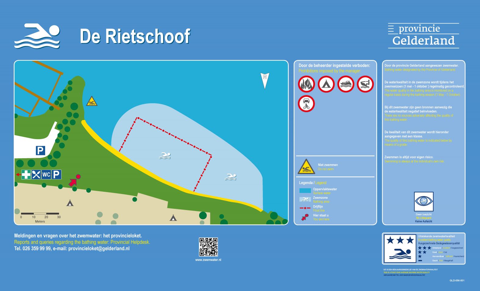 Het informatiebord bij zwemlocatie Rietschoof