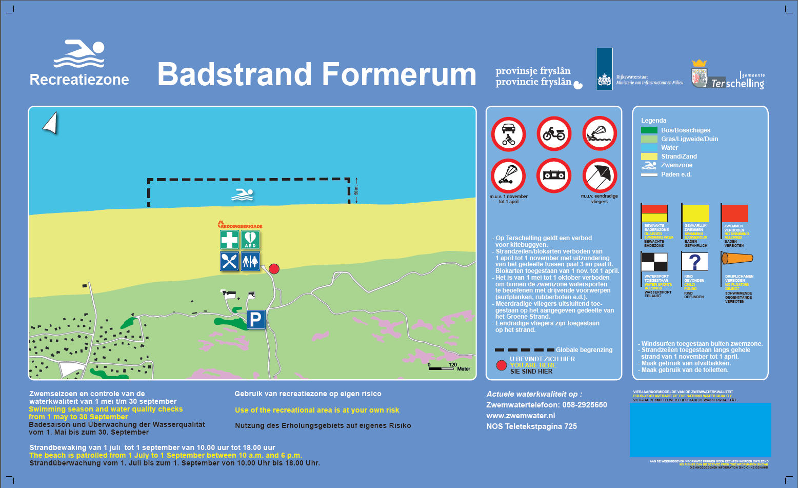 Het informatiebord bij zwemlocatie Badstrand Formerum