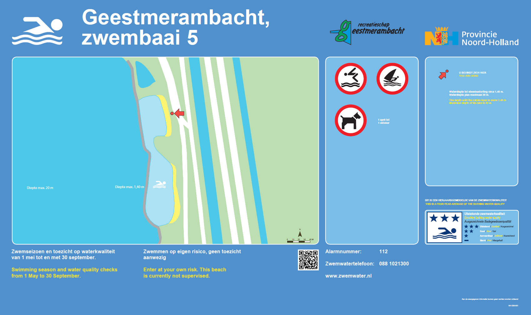 Het informatiebord bij zwemlocatie Geestmerambacht, Zwembaai 5