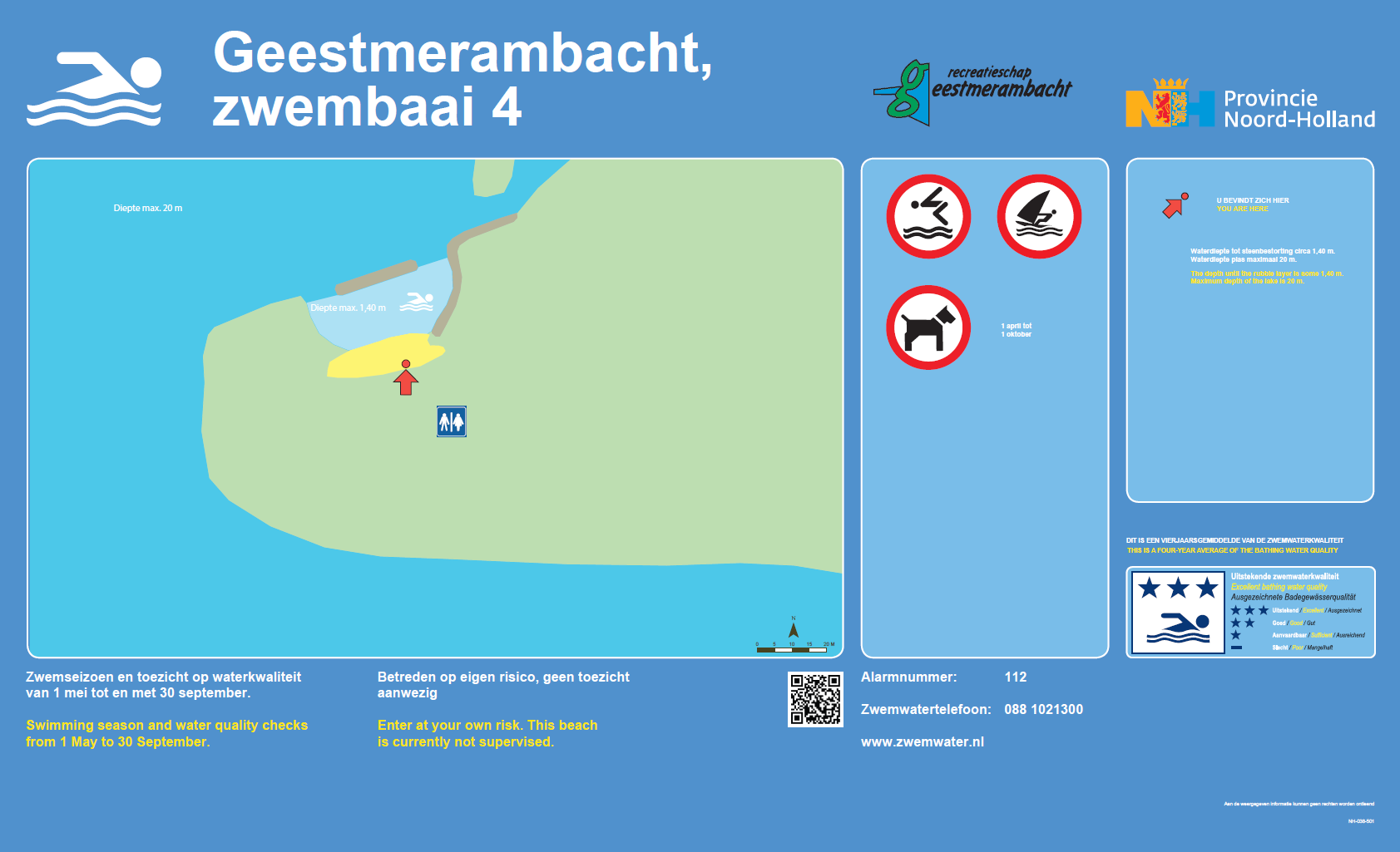 Het informatiebord bij zwemlocatie Geestmerambacht, Zwembaai 4