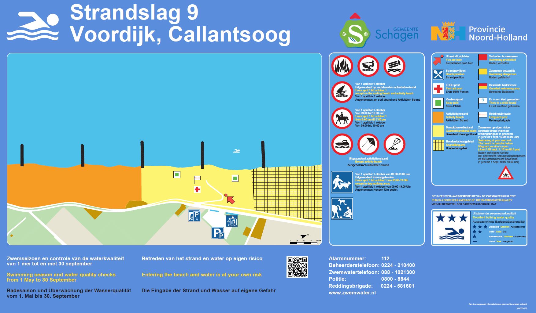 The information board at the swimming location Callantsoog, Strandslag 9 Voordijk