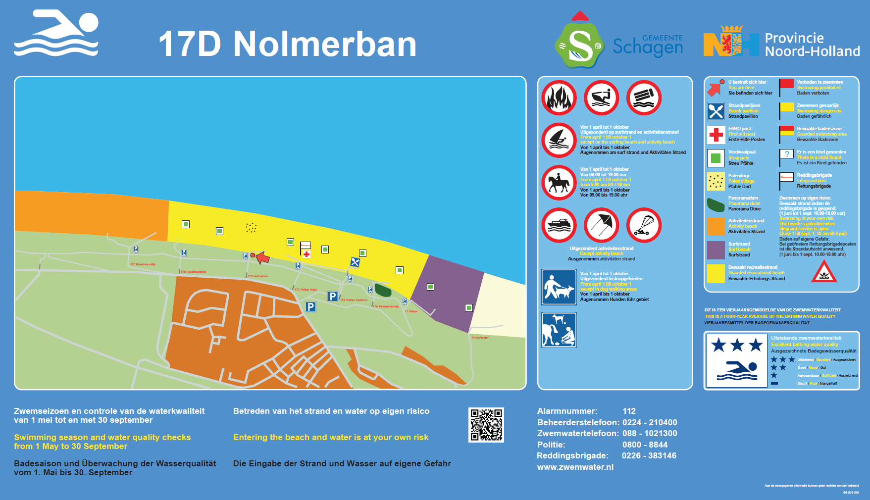Het informatiebord bij zwemlocatie Nolmerban